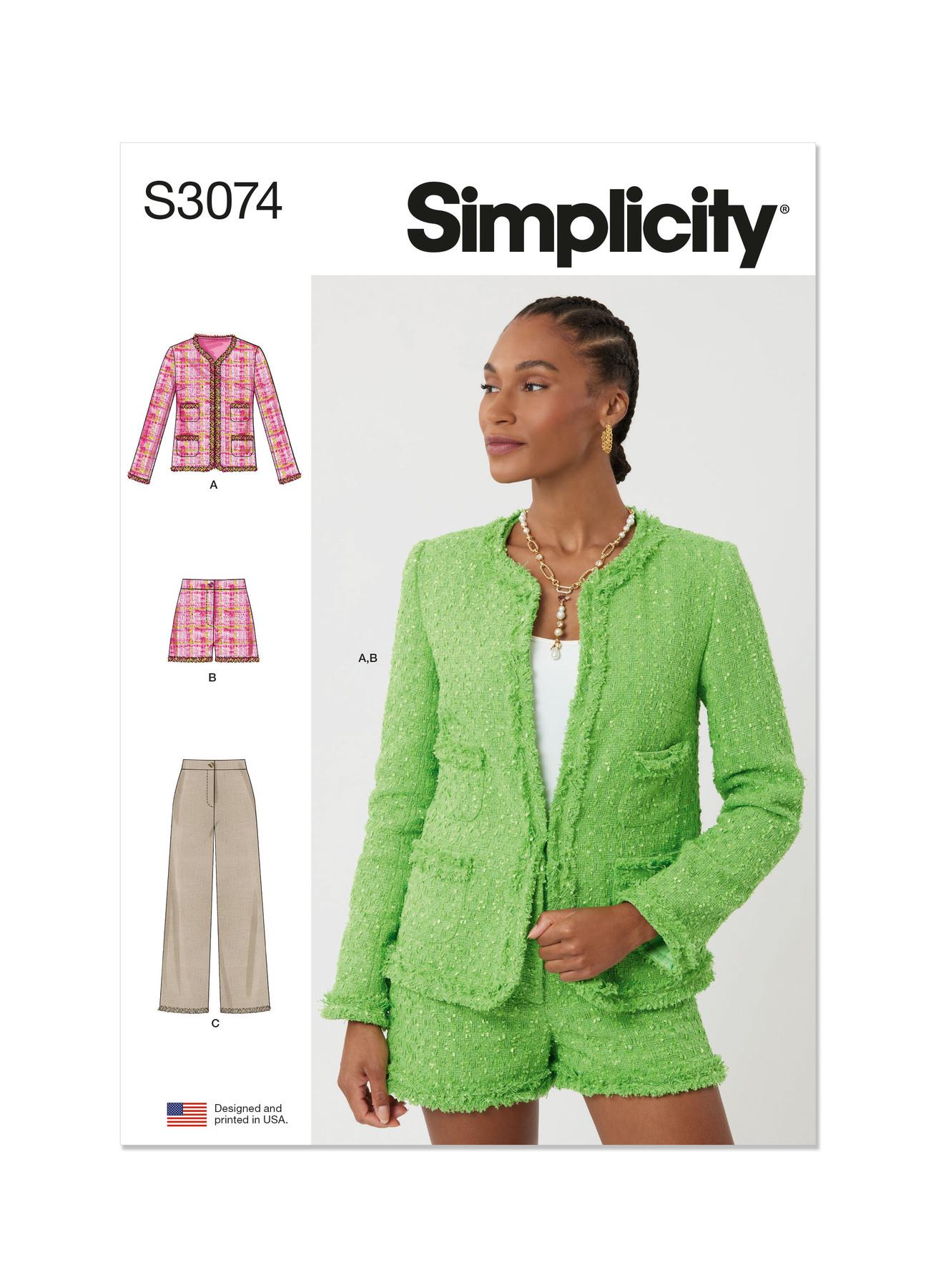 Misses' and Miss Petite Jacket, Shorts and Pants Simplicity Sewing