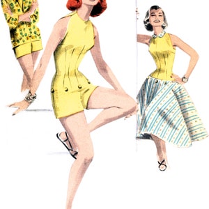 Butterick Sewing Pattern B6989 - 1950s Misses' Playsuit