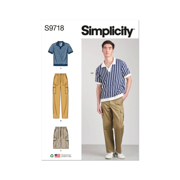 Men's Knit Top, Cargo Pants and Shorts Simplicity Sewing Pattern S9718
