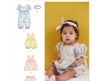 Babies Rompers, Dress, Bloomers and Headband Butterick Sewing Pattern B6950
