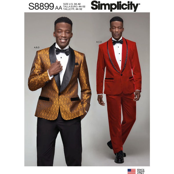 Men's Tuxedo Jackets, Pants and Bow Tie Simplicity Sewing Pattern S8899