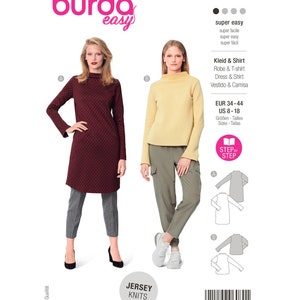 Misses' Dress, Top with Integral Collar Burda Style Sewing Pattern 6080 Uncut, FF