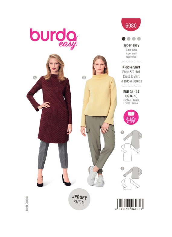 Burda Super Basic Kleding Misses' Dress, Top With Integral Collar