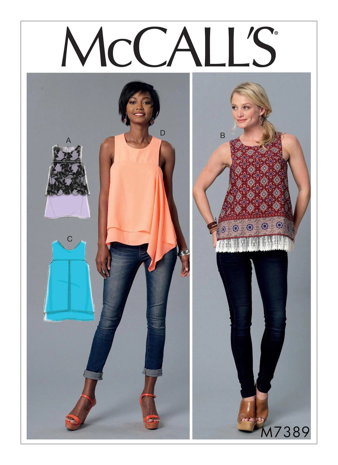 Misses' Sleeveless Tops With Overlays Mccall's Sewing - Etsy