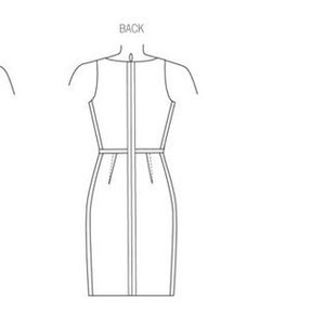 Puede incluir: Un vestido sin mangas con un corpi&ntilde;o ajustado y una falda que llega a la rodilla. El corpi&ntilde;o tiene un detalle plisado en el escote. El vestido tiene una cremallera en la espalda.