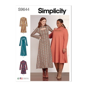Misses&#39; and Women&#39;s Knit Dress in Three Lengths Simplicity Sewing Pattern S9644 Uncut, FF