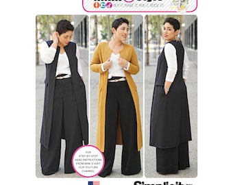 Mimi G Style Pants, Coat or Vest, and Knit Top for Miss and Plus Sizes Simplicity Sewing Pattern 8177