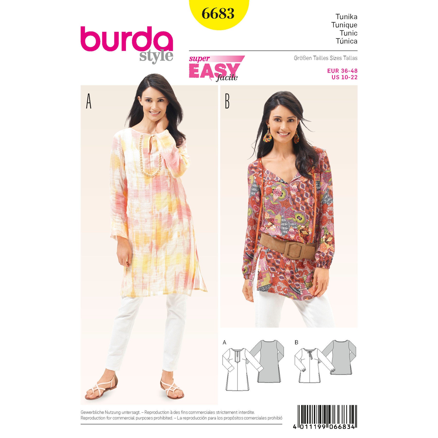 Women's Tunic Burda Style Sewing Pattern 6683 Uncut, FF - Etsy