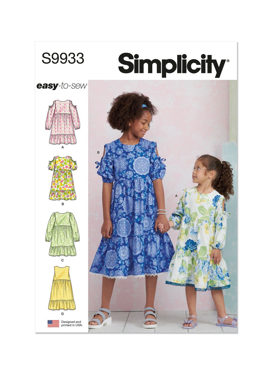 Children's and Girls' Dress With Sleeve Variations Simplicity