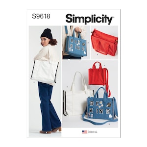 Patrón de costura Simplicity para bolso de mano en tres tamaños S9618