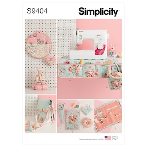 May include: A sewing pattern for a set of sewing accessories, including a pincushion, needle case, and a sewing machine organizer. The pattern is from Simplicity and is designed and printed in the USA.