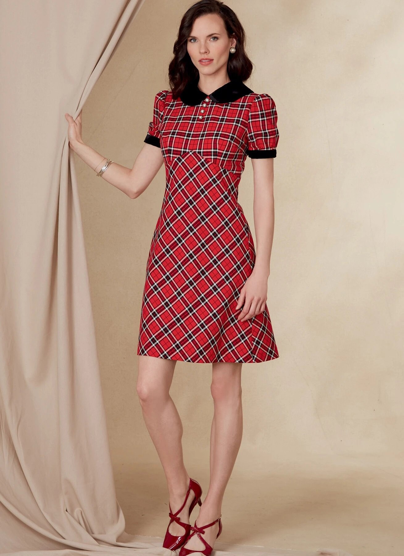 womens winter dresses Wool A-line Dress from NikkaPlace tatsgab edit SIZ:47 Neck Pleated Mini Dress Classic Fit Linen Blend