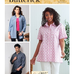 Unisex Button-Down Shirts Butterick Sewing Pattern B6841 Uncut, FF