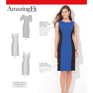 Misses&#39; & Plus Size Amazing Fit Dress Simplicity Sewing Pattern 1586 Uncut, FF