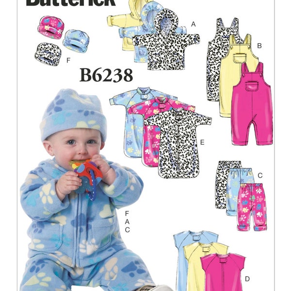 Infants Hooded Jacket, Overalls, Pants, Bunting and Hat Butterick Sewing Pattern B6238