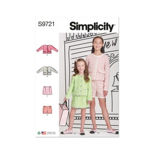 Children&#39;s and Girls&#39; Jackets, Skirt and Shorts Simplicity Sewing Pattern S9721 Uncut, FF