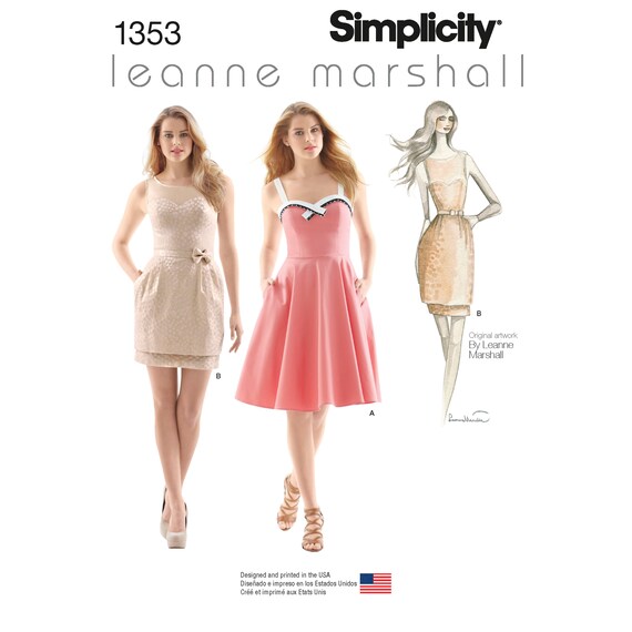 Out of Print Misses' Dresses Leanne Marshall Collection Simplicity Sewing  Pattern 1353 Uncut, FF - Etsy