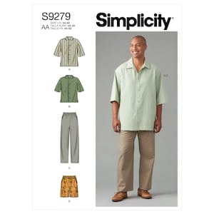Men's Shirt In Two Lengths, Pants & Shorts Simplicity Sewing Pattern S9279 Uncut, FF