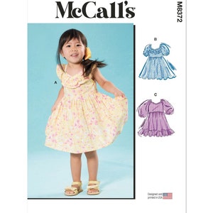 Toddlers&#39; Dresses McCall&#39;s Sewing Pattern M8372 Uncut, FF