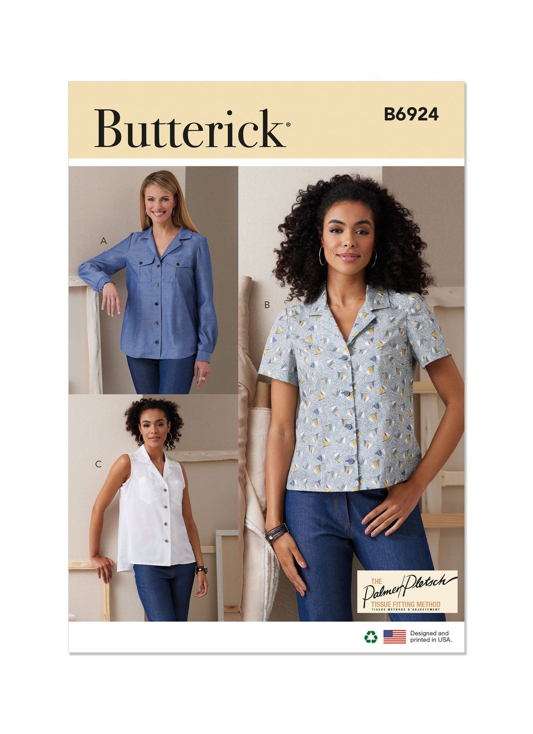 Misses Shirts by Palmer/pletsch Butterick Sewing Pattern B6924 Uncut ...
