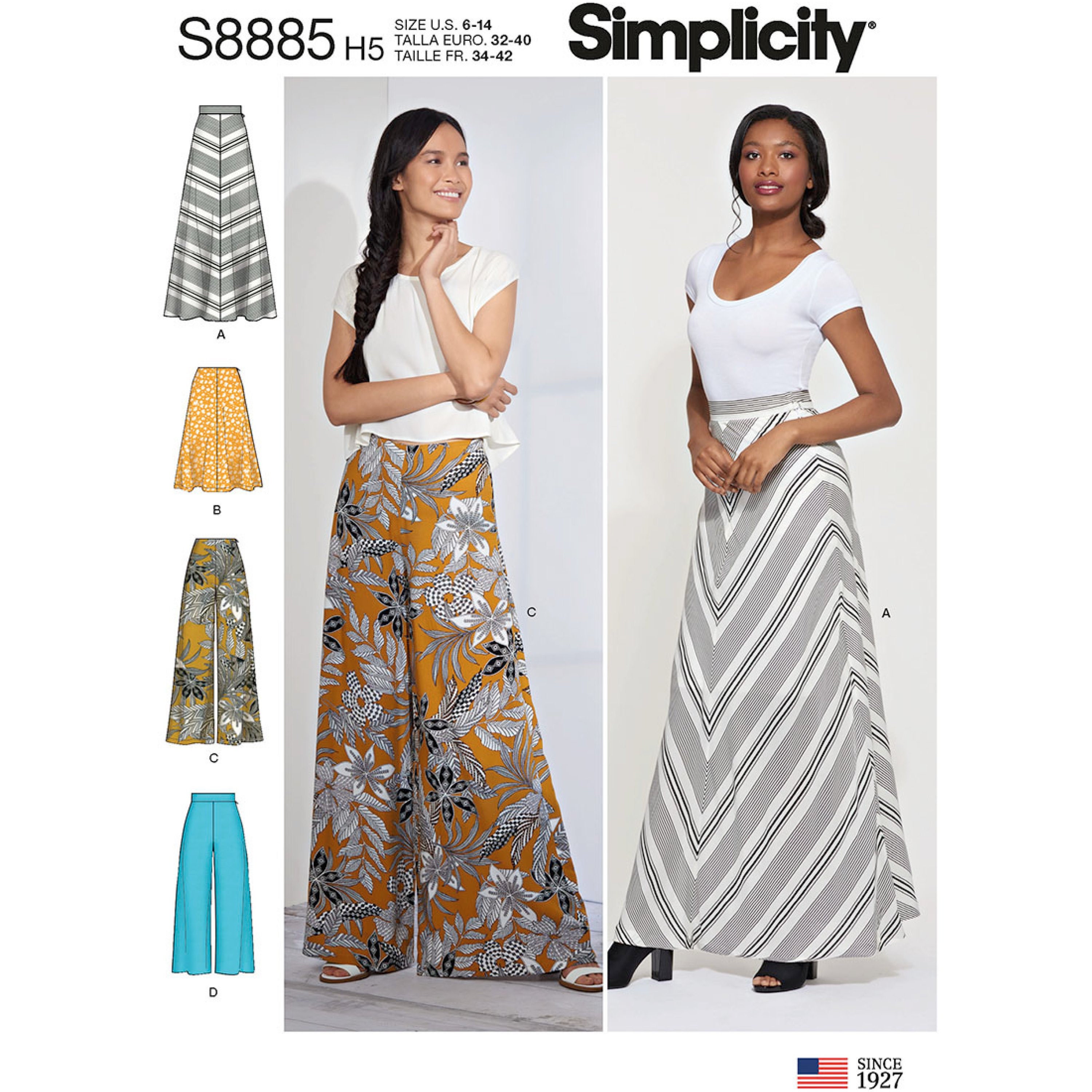 Misses Skirt and Pants Simplicity Sewing Pattern S8885 Uncut, FF