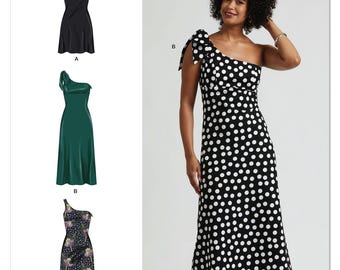 simplicity one shoulder dress pattern Simplicity S3165 Misses' One Shoulder Dress in Three Lengths Sewing Pattern