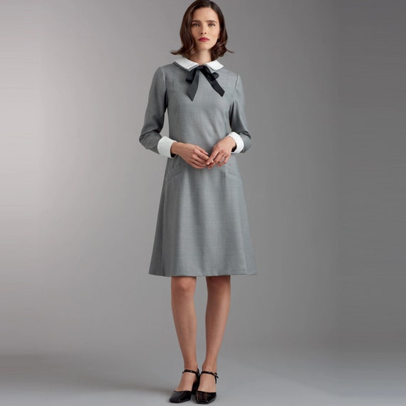 Misses and Women's Dress With Collar, Cuff and Sleeve