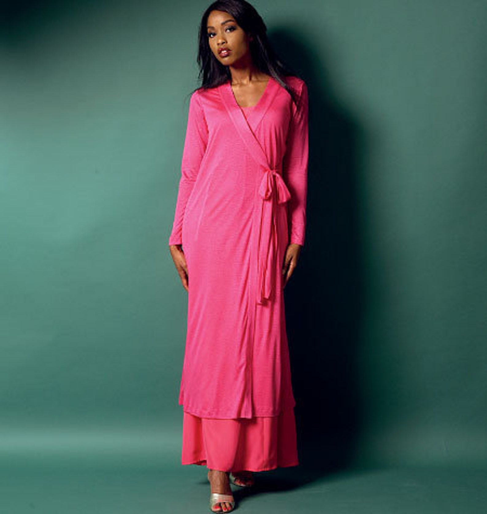 Misses' Side-tie Robe Top Gown Pants and Drawstring Bag - Etsy