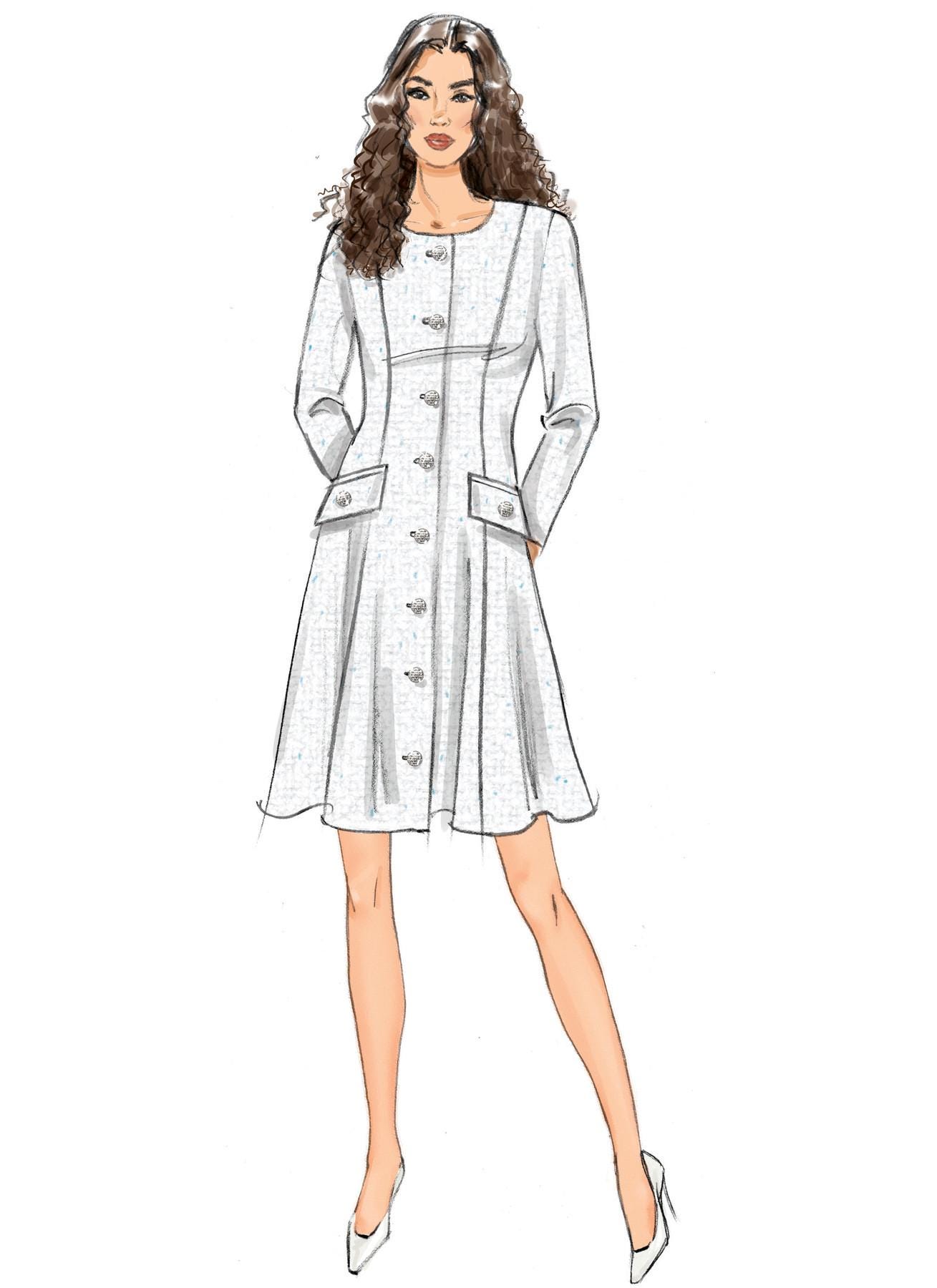 Misses' and Miss Petite Button Front Dress With Sleeve Variations ...