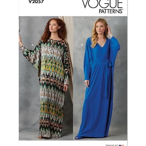 Misses' Caftans and Sash Vogue Sewing Pattern V2057 Uncut, FF