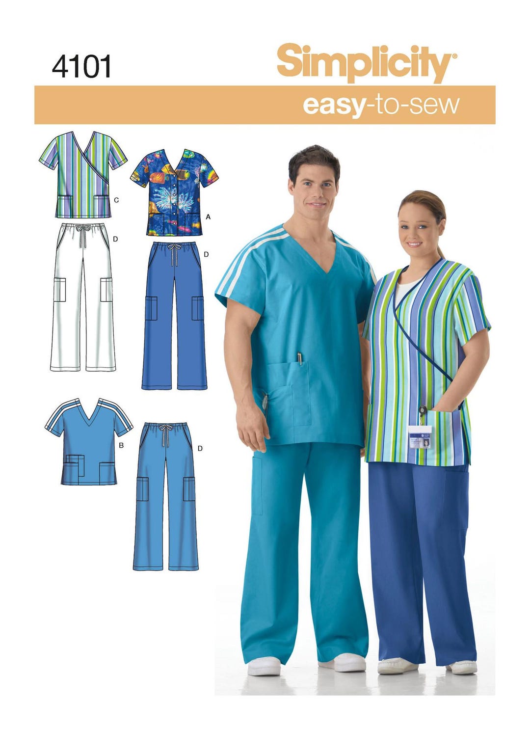 Women's & Men's Plus Size Scrubs Simplicity Sewing Pattern 4101 Uncut ...