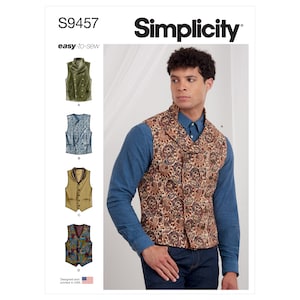 Men&#39;s Vests Simplicity Sewing Pattern S9457 Uncut, FF