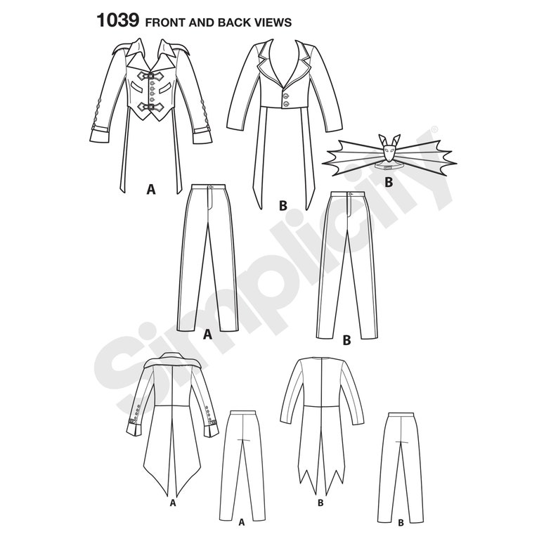 Men's Cosplay Costumes Simplicity Sewing Pattern 1039 Etsy
