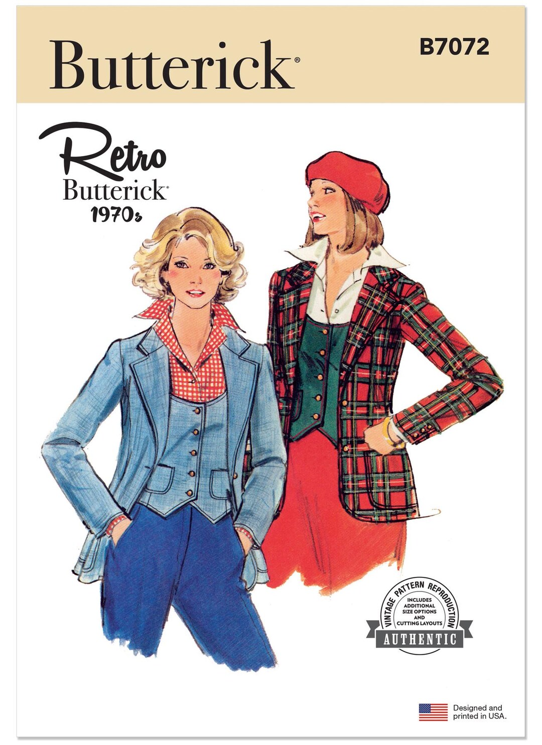 1970s Misses' Vest and Jacket Butterick Sewing Pattern B7072 Uncut, FF ...