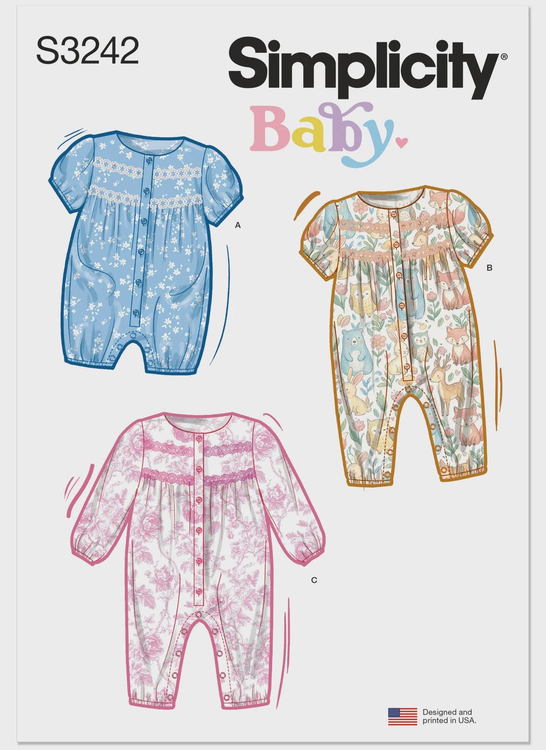 Babies' Rompers and Jumpsuit's Simplicity Sewing Pattern S3242 Uncut ...