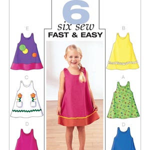Toddlers'/Children's Button-Shoulder Dresses Butterick Sewing Pattern B3772 Uncut, FF