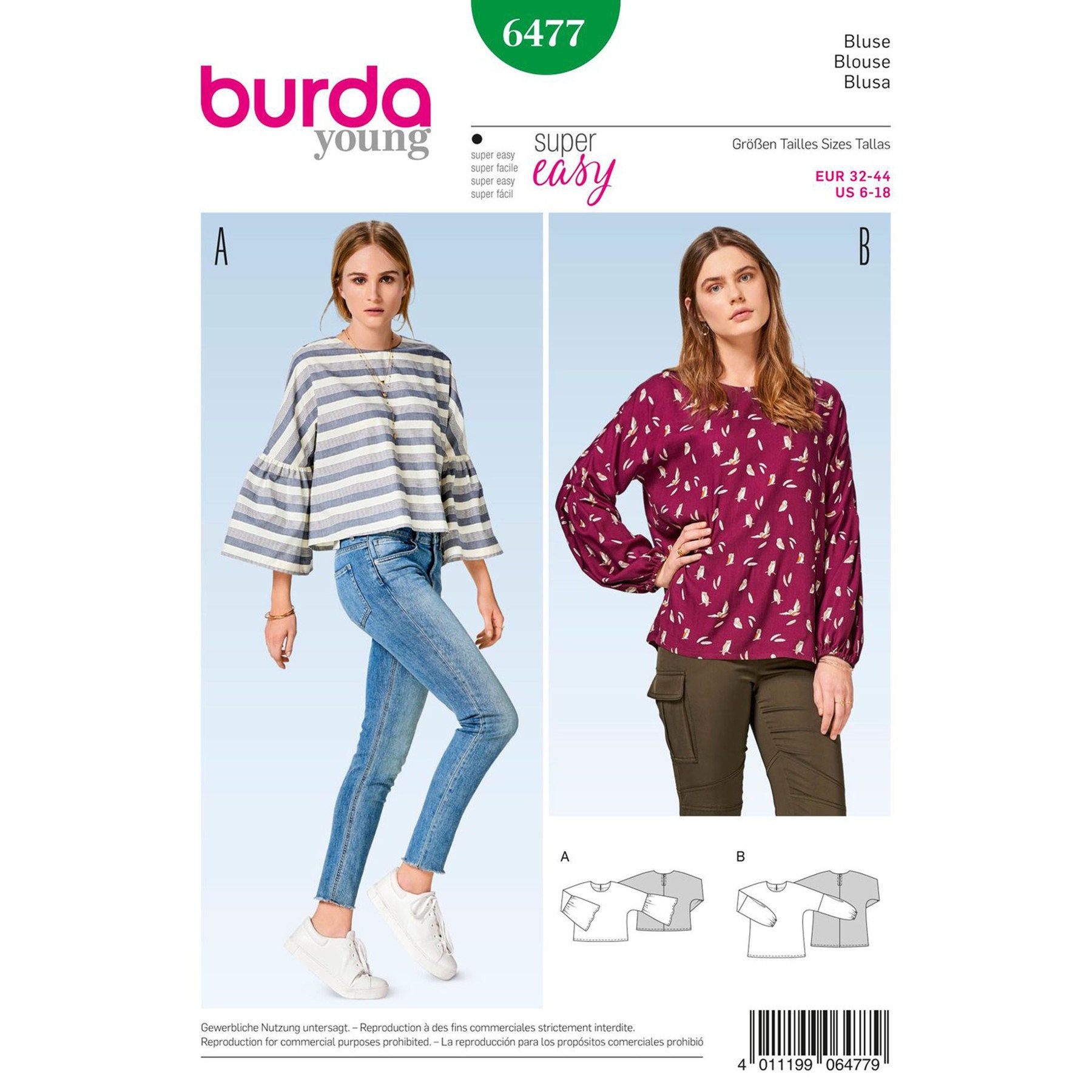 Misses' Top Burda Style Sewing Pattern 6477 Uncut, FF