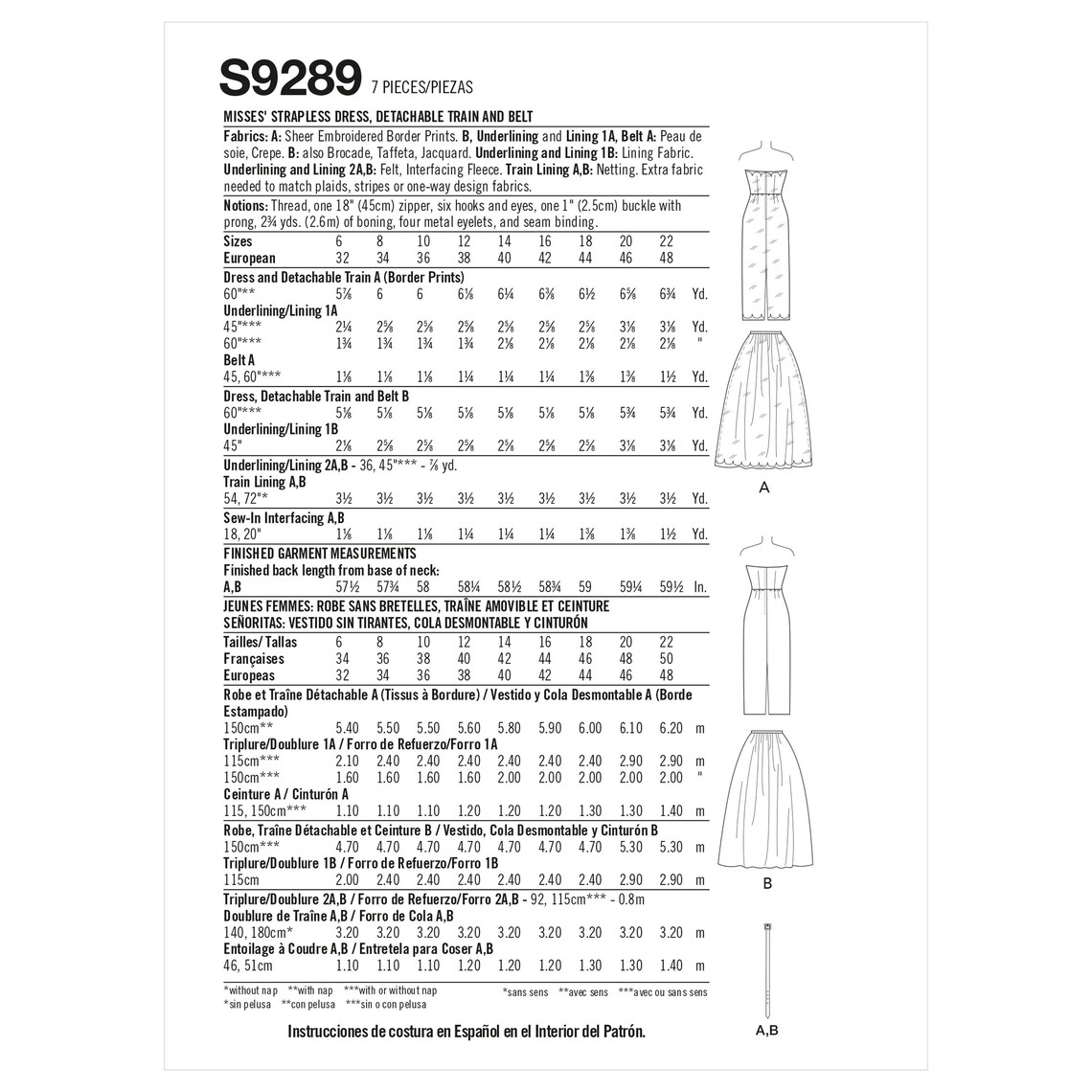 Misses' Strapless Dress Detachable Train & Belt Etsy