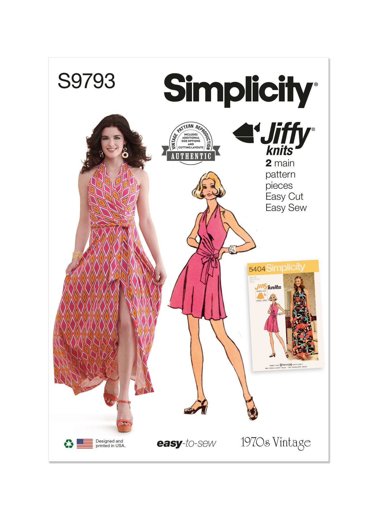 Misses' Knit Front-wrap Halter-dress in Two Lengths