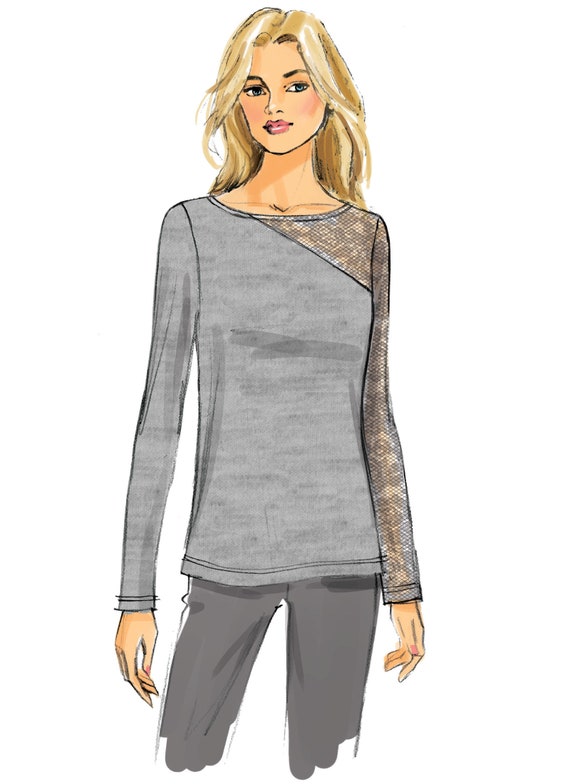 Misses' Knit, Lace-detail Tops Butterick Sewing Pattern