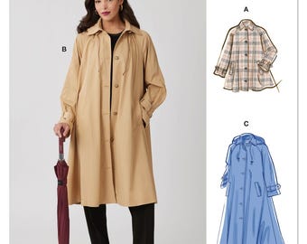 Misses' Trench Coat in Three Lengths with Optional Hood McCall's Sewing Pattern M8655 Uncut, FF