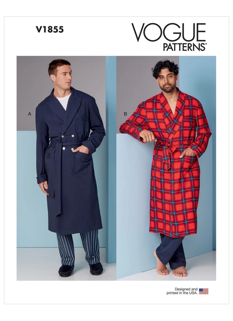 Men's Robe and Belt Vogue Sewing Pattern V1855 - Etsy