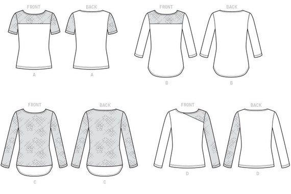 Misses' Knit, Lace-detail Tops Butterick Sewing Pattern