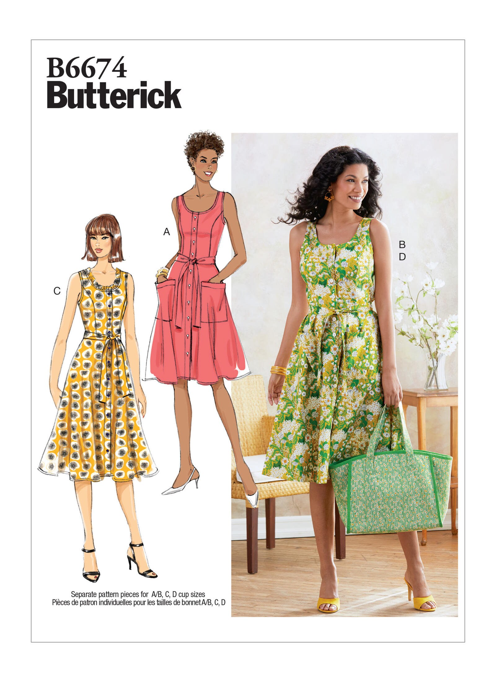 Misses Dress, Sash and Bag Butterick Sewing Pattern B6674 Uncut, FF
