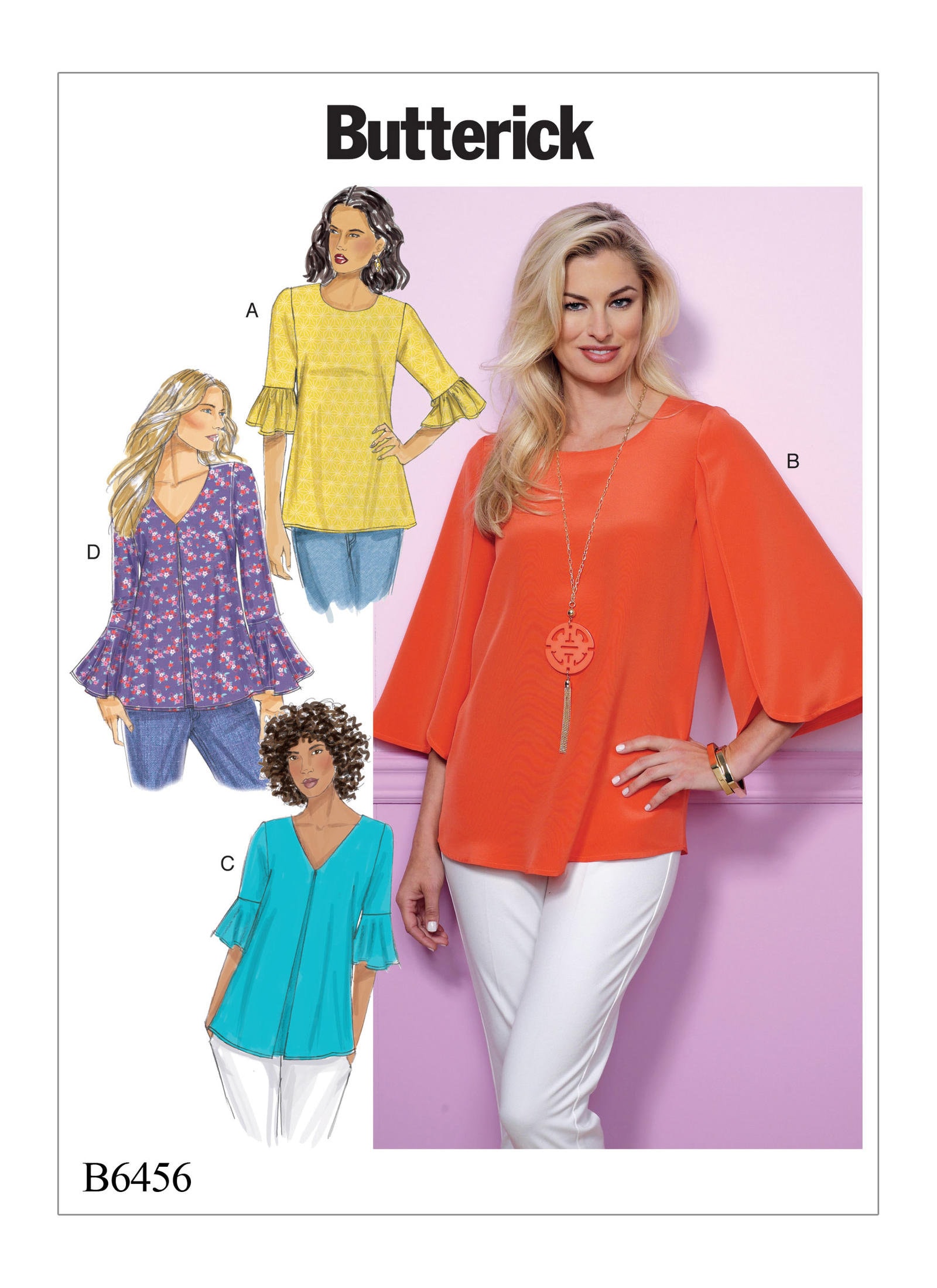 Misses Tulip or Ruffle Sleeve Tops Butterick Sewing Pattern B6456 Uncut, FF