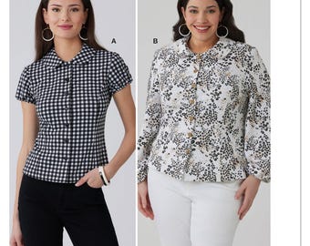 Misses' and Women's Peter Pan Collar Knit Top with Sleeve Variations McCall's Sewing Pattern M8657 Uncut, FF