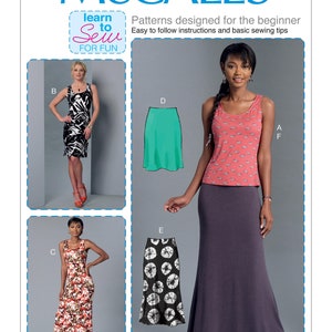 Misses&#39; Knit Tank Top, Dresses and Skirts McCall&#39;s Sewing Pattern M7386 Uncut, FF