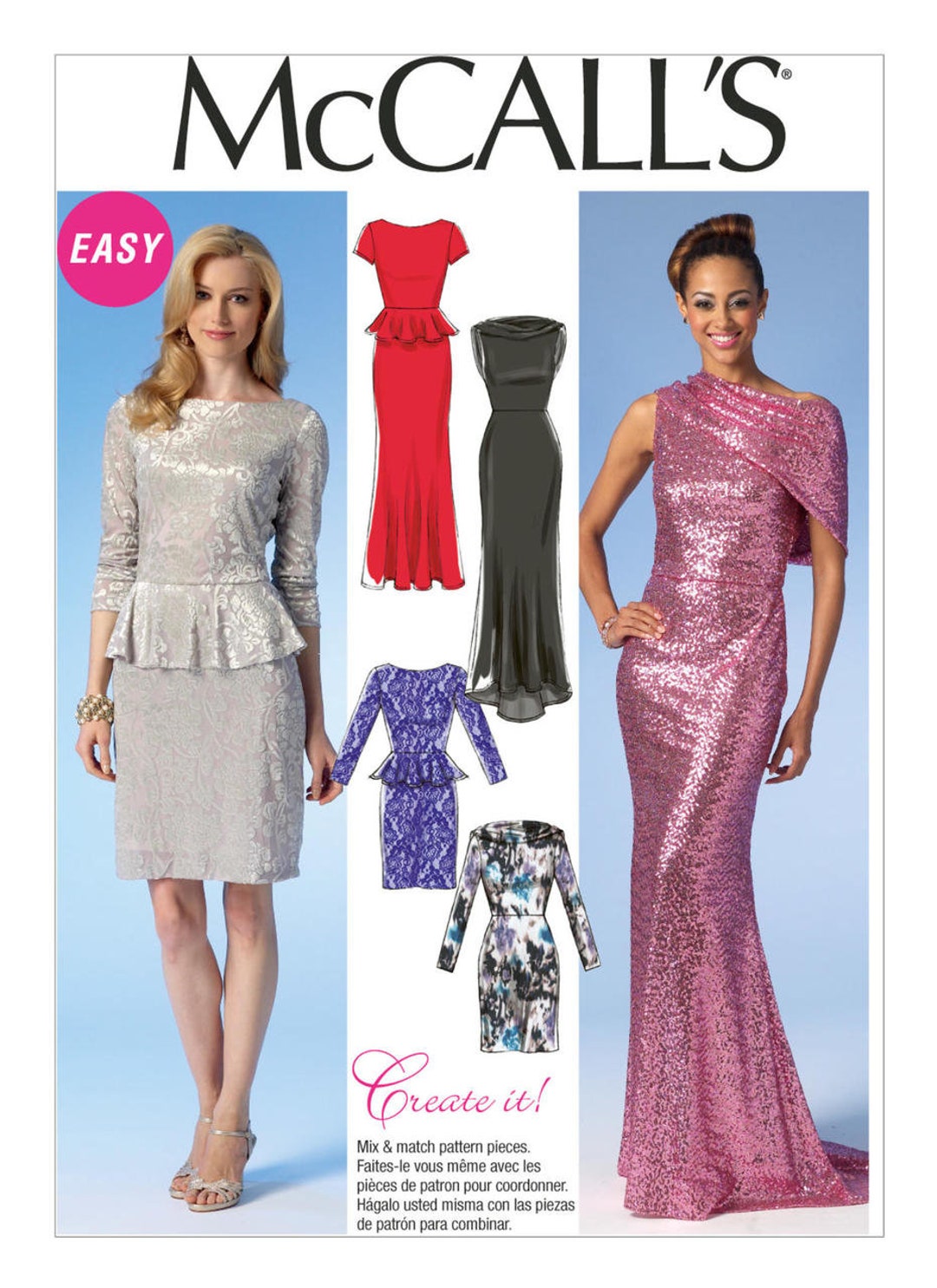 Misses' Cocktail and Evening Dresses Mccall's Sewing Pattern M7047 - Etsy
