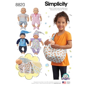 15&quot; Baby Doll Clothes & Accessories Simplicity Sewing Pattern 8820 Uncut, FF