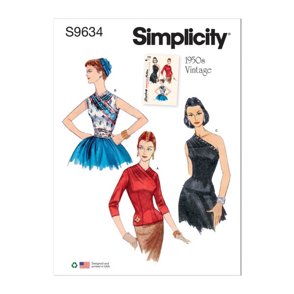 Misses' Vintage Blouses and Cummerbund Simplicity Sewing Pattern S9634